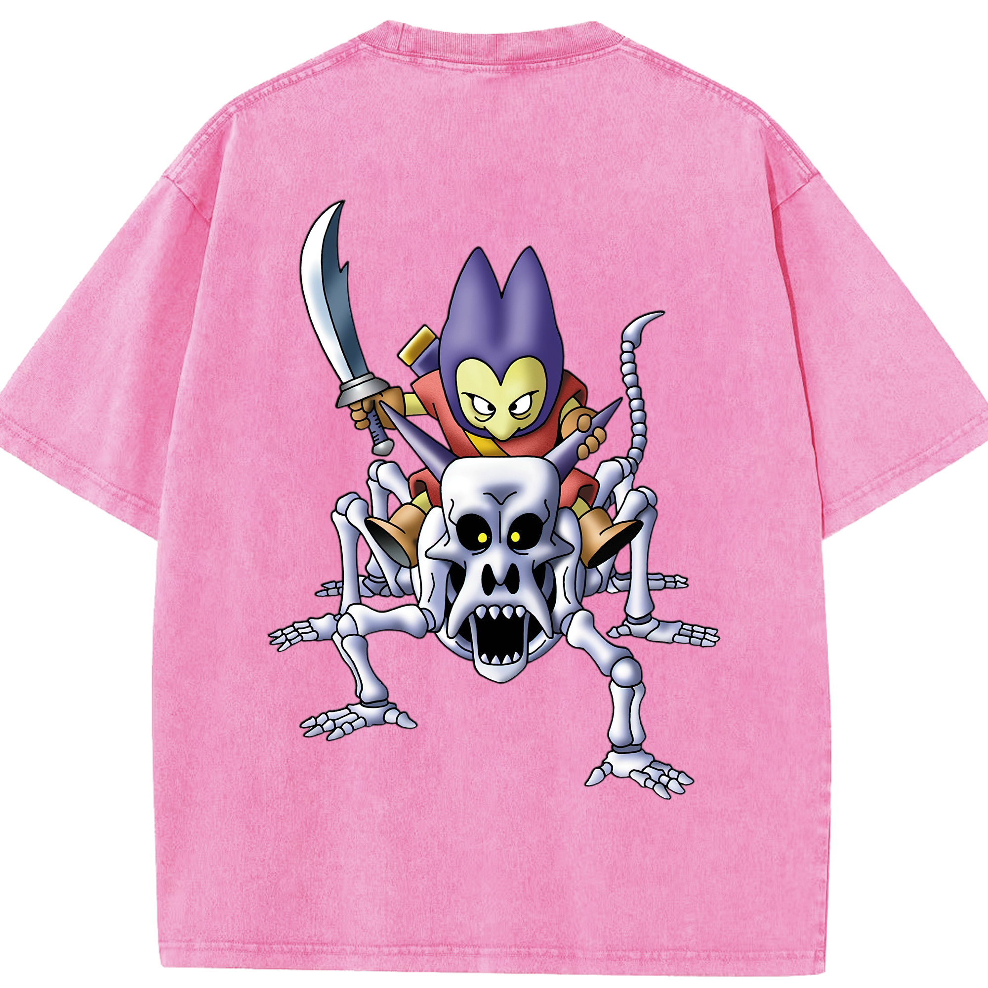 （画像用） ドラゴンクエスト Doragon Kuesuto Dragon Quest 綿100% ヴィンテージ風 半袖Tシャツ（背面プリント）